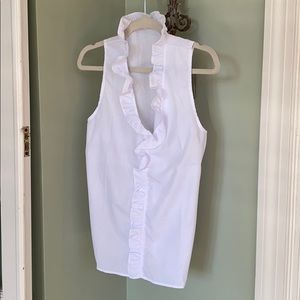 Cotton Ruffled Sleeveless Blouse